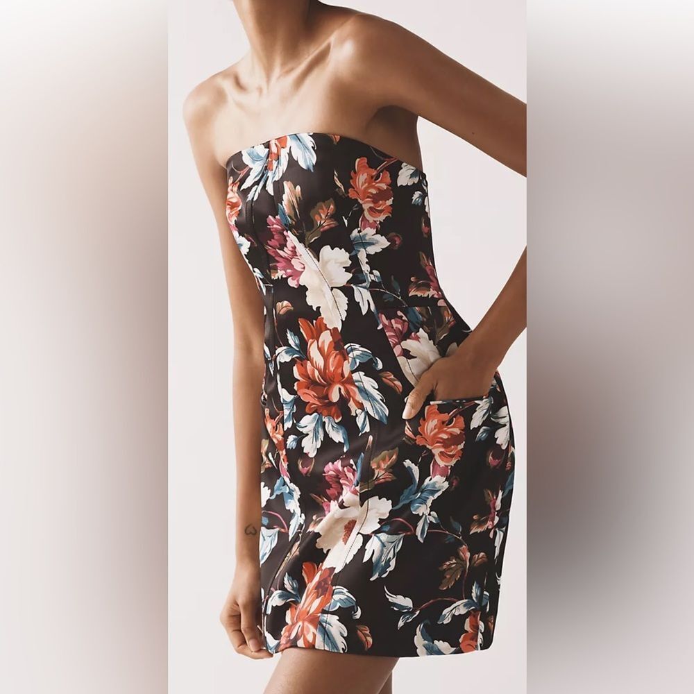Anthropologie Strapless Sculpted Mini Dress - Picture 2 of 10